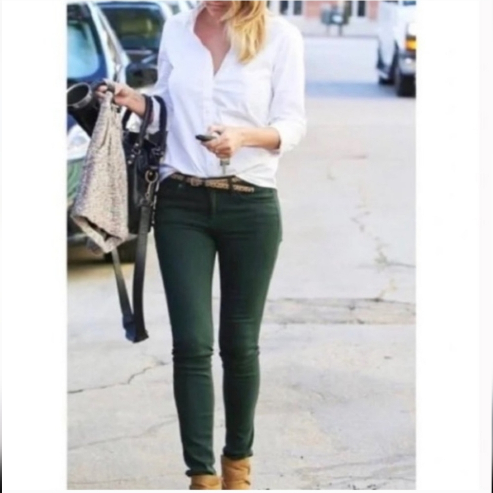 Pilcro Stet Slim Leg Mid Rise Jean in Forest Green
